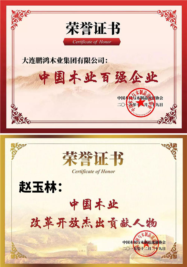 97国际中国木业百强企业证书